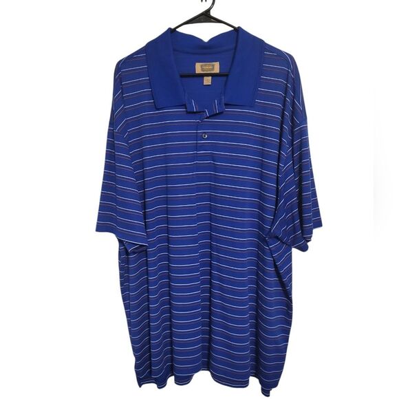 The Foundry Quick-Dri Blue Red Gray Striped Mens Polo, Big & Tall 4XL - Picture 1 of 6